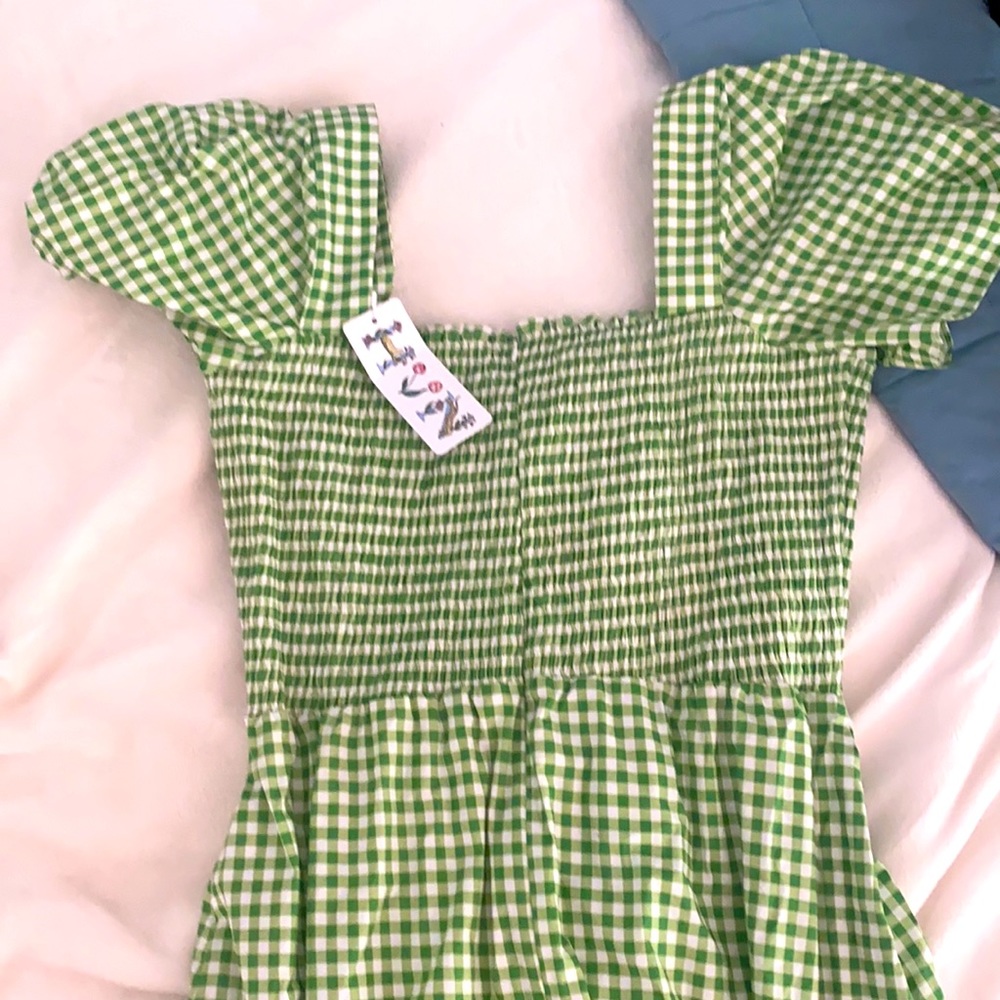 Super Cute HVN Fromer gingham cotton-blend poplin midi dress! Size 10 NWT